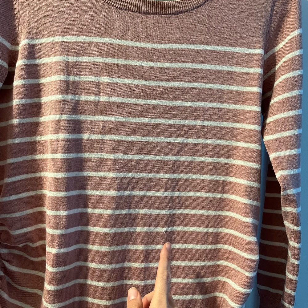 Pink and white striped long sleeve maternity top - Picture 4 of 5